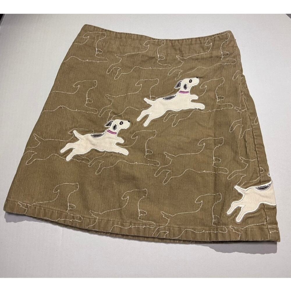 Lands' End Kids Corduroy Dog Embroidered Skirt Sz 7 100% Cotton Sweet Cute Twee